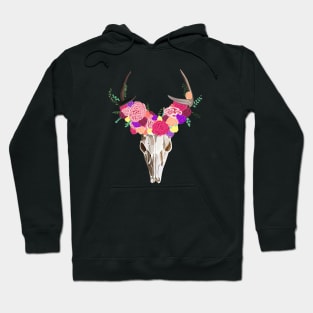 Floral Deer Skull Hoodie